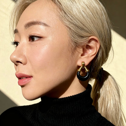 Black Gold Hoop Earrings