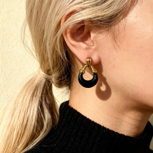 Black Gold Hoop Earrings