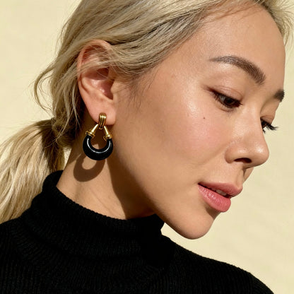 Black Gold Hoop Earrings