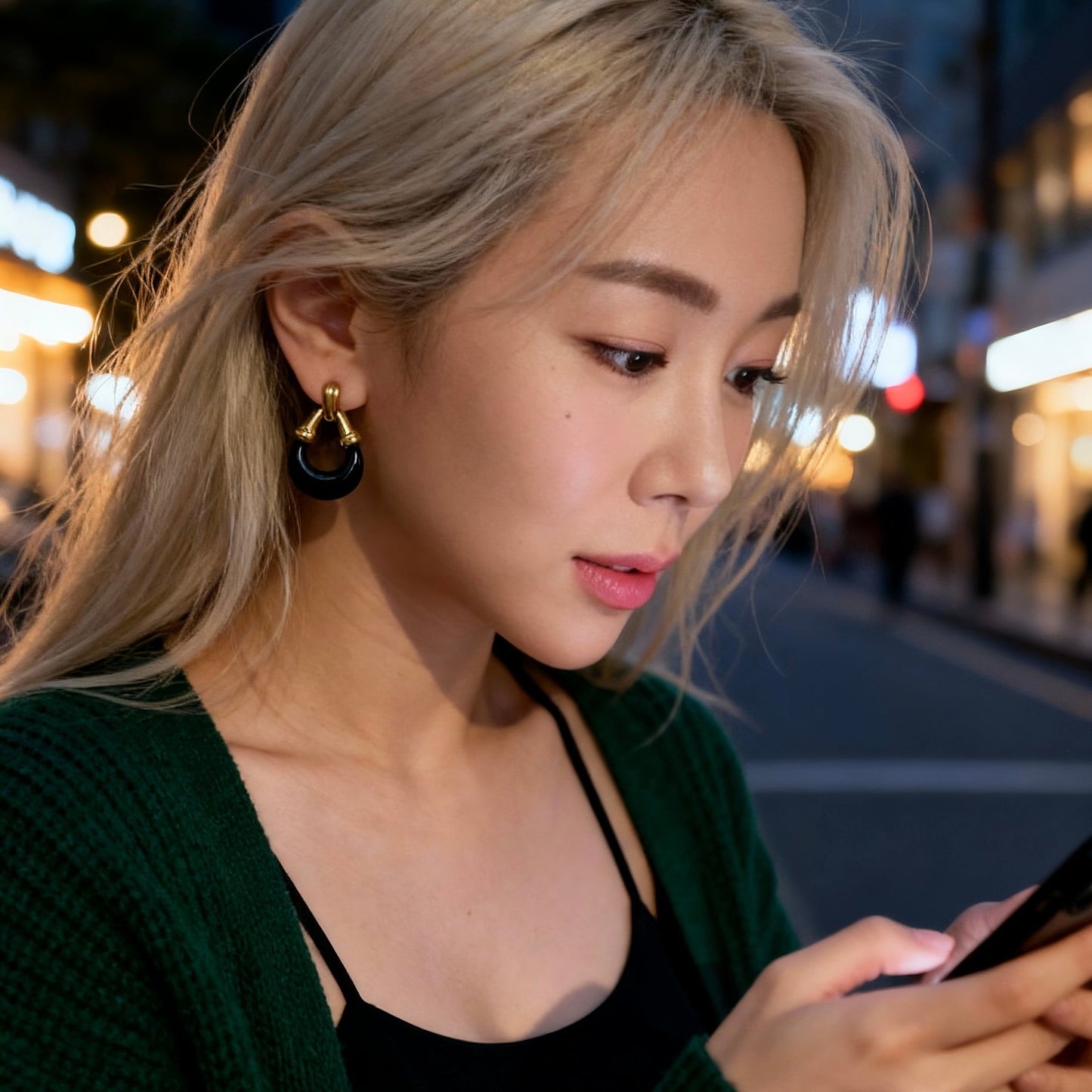 Black Gold Hoop Earrings
