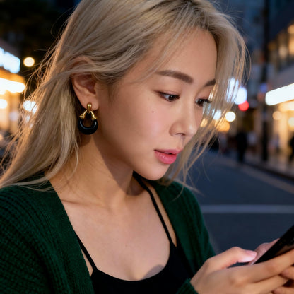 Black Gold Hoop Earrings