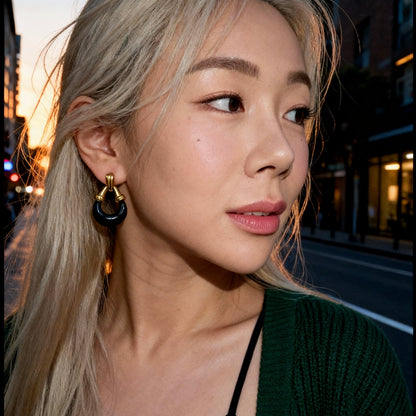 Black Gold Hoop Earrings