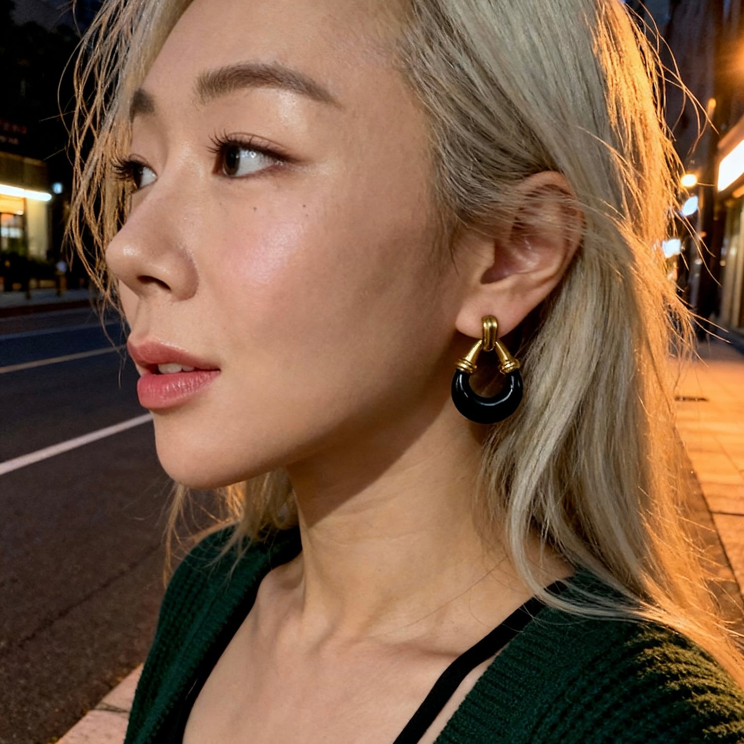 Black Gold Hoop Earrings