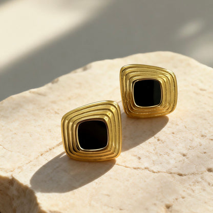 Layered Black Gold Studs
