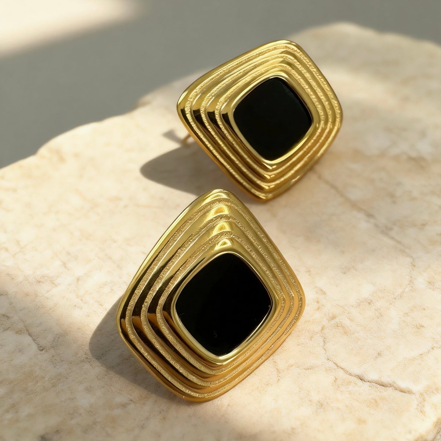 Layered Black Gold Studs
