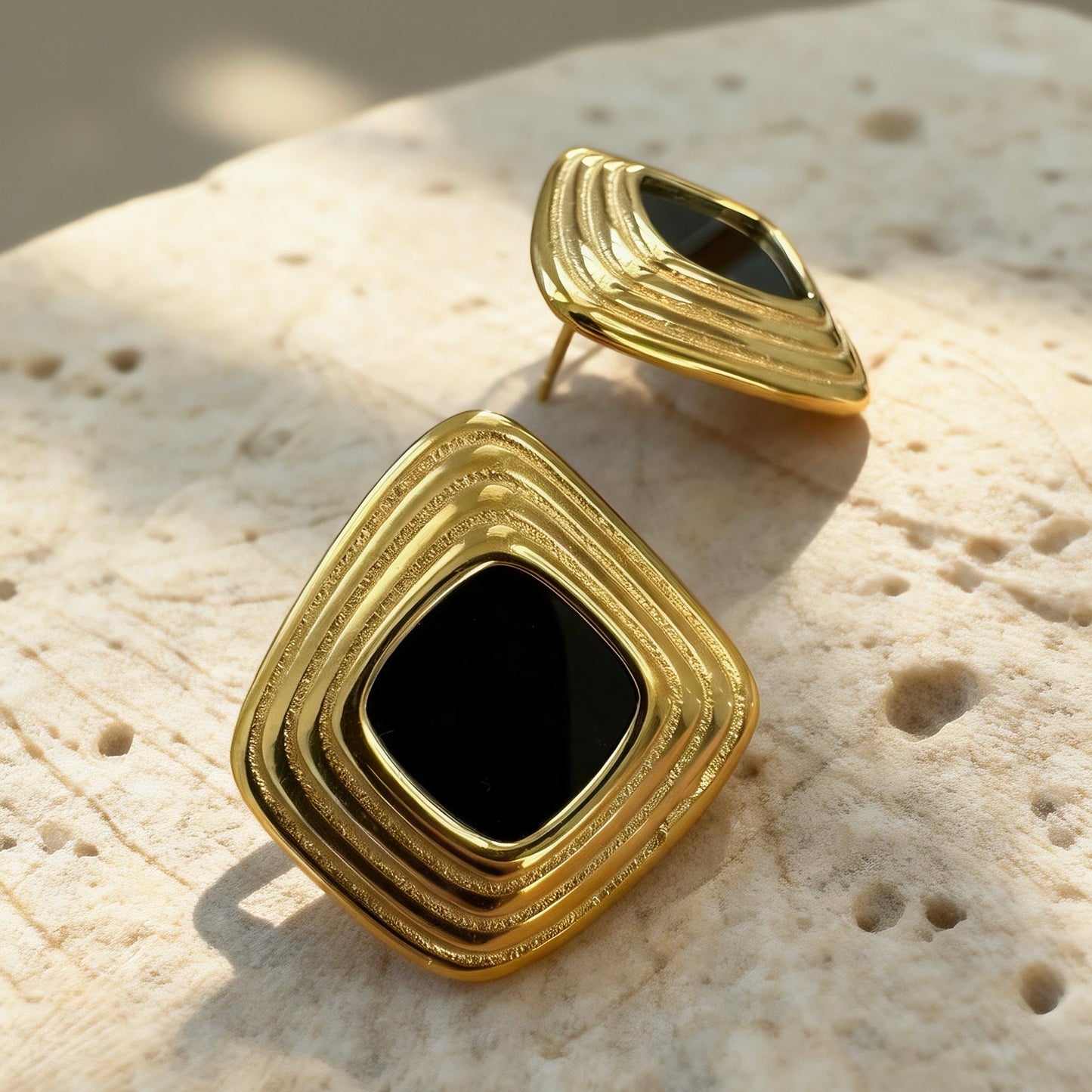 Layered Black Gold Studs