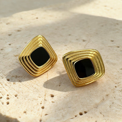 Layered Black Gold Studs