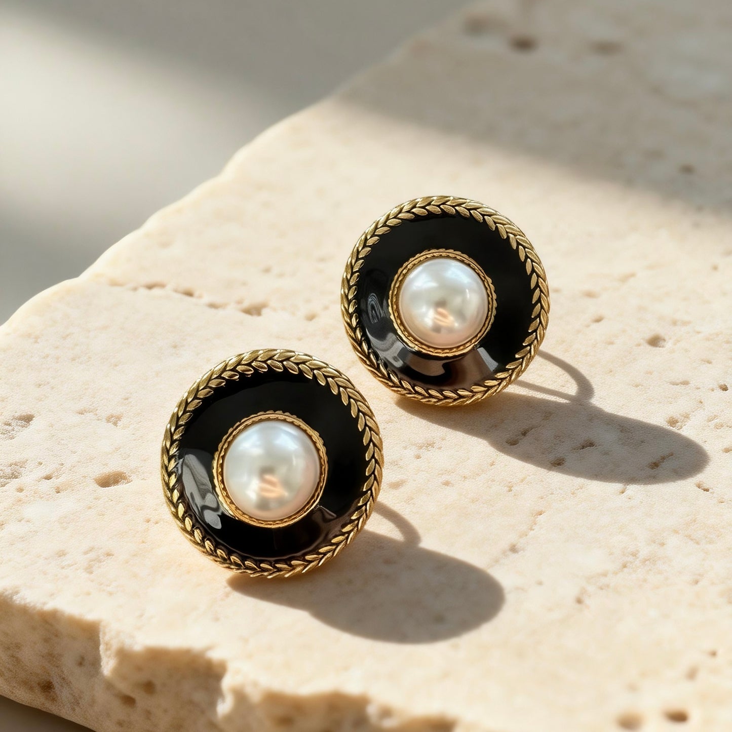 Vintage Black Pearl Earrings