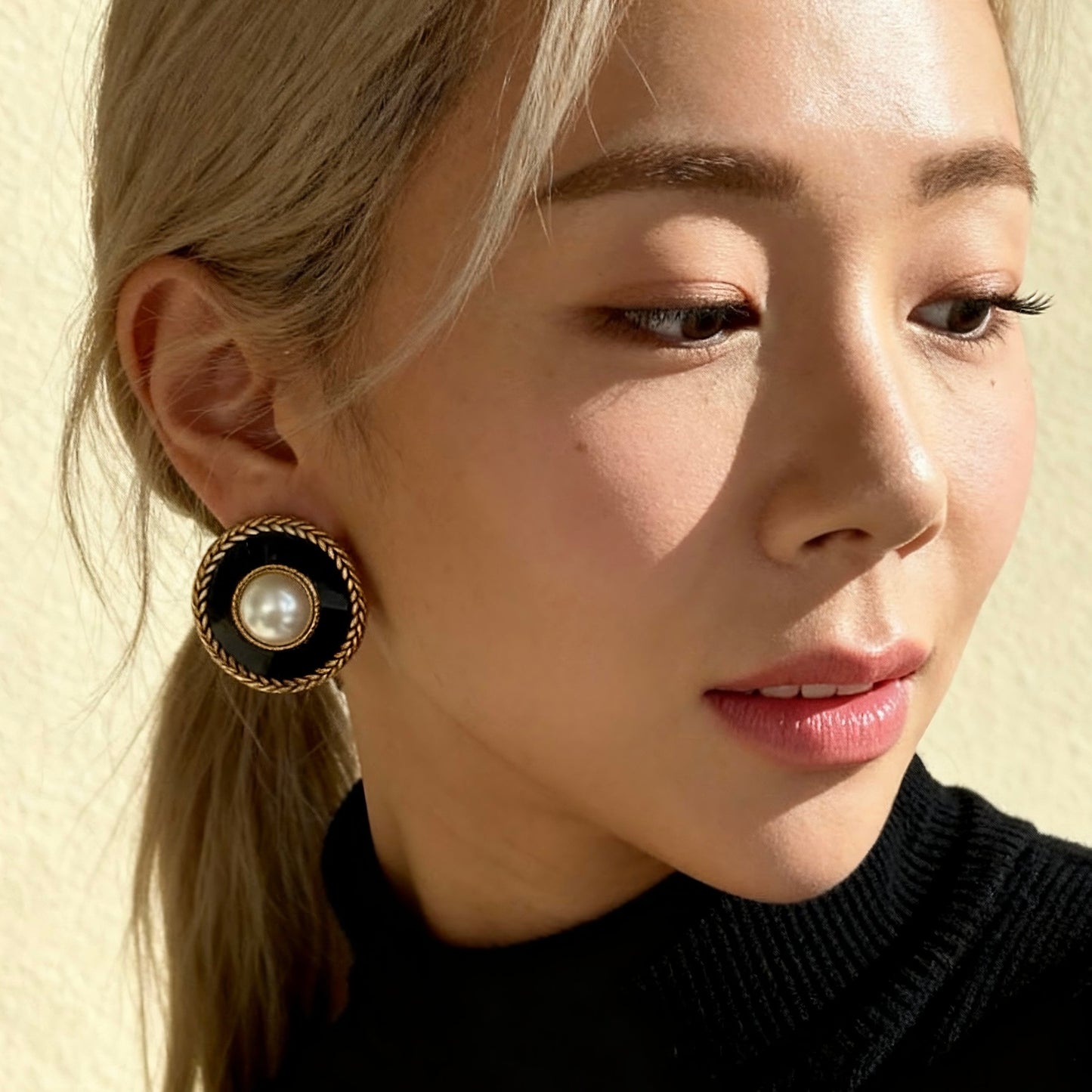 Vintage Black Pearl Earrings