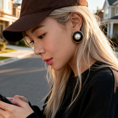 Vintage Black Pearl Earrings