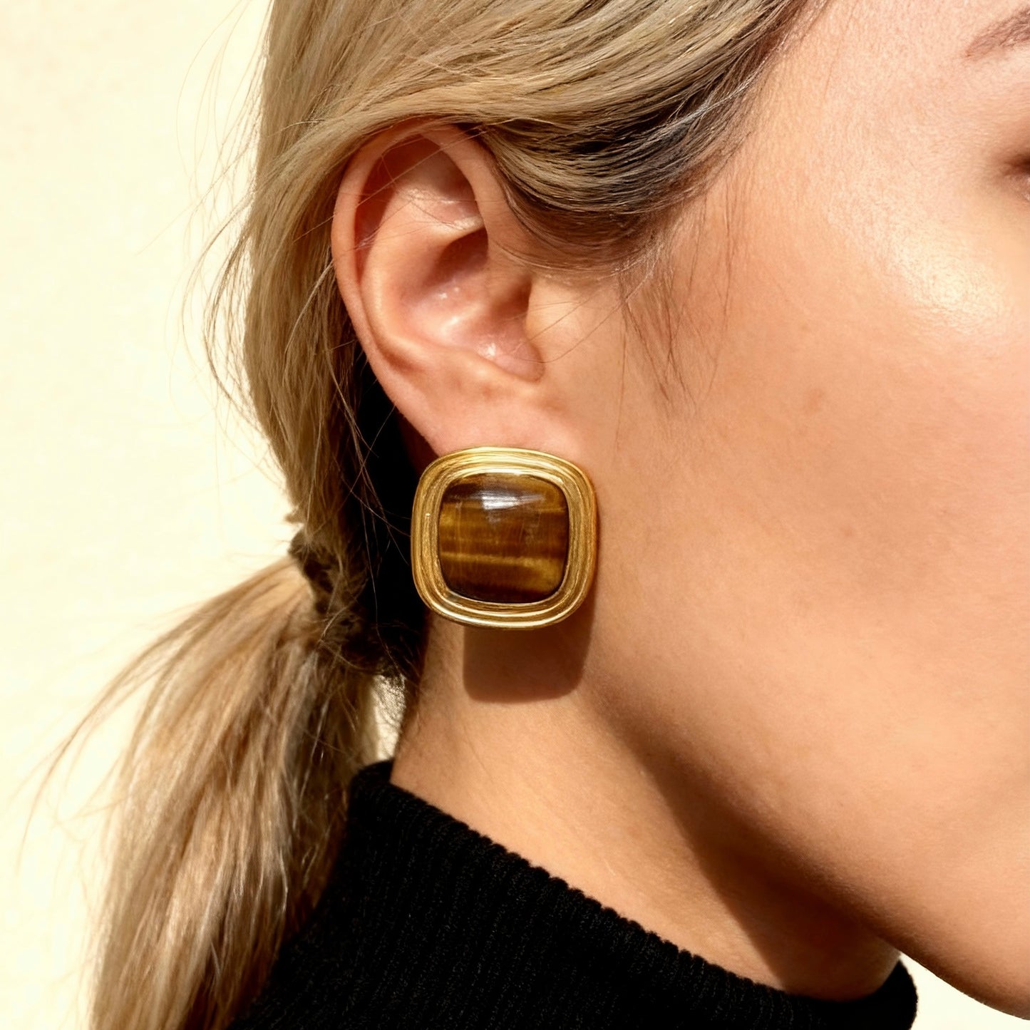 Gold Tiger Eye Studs