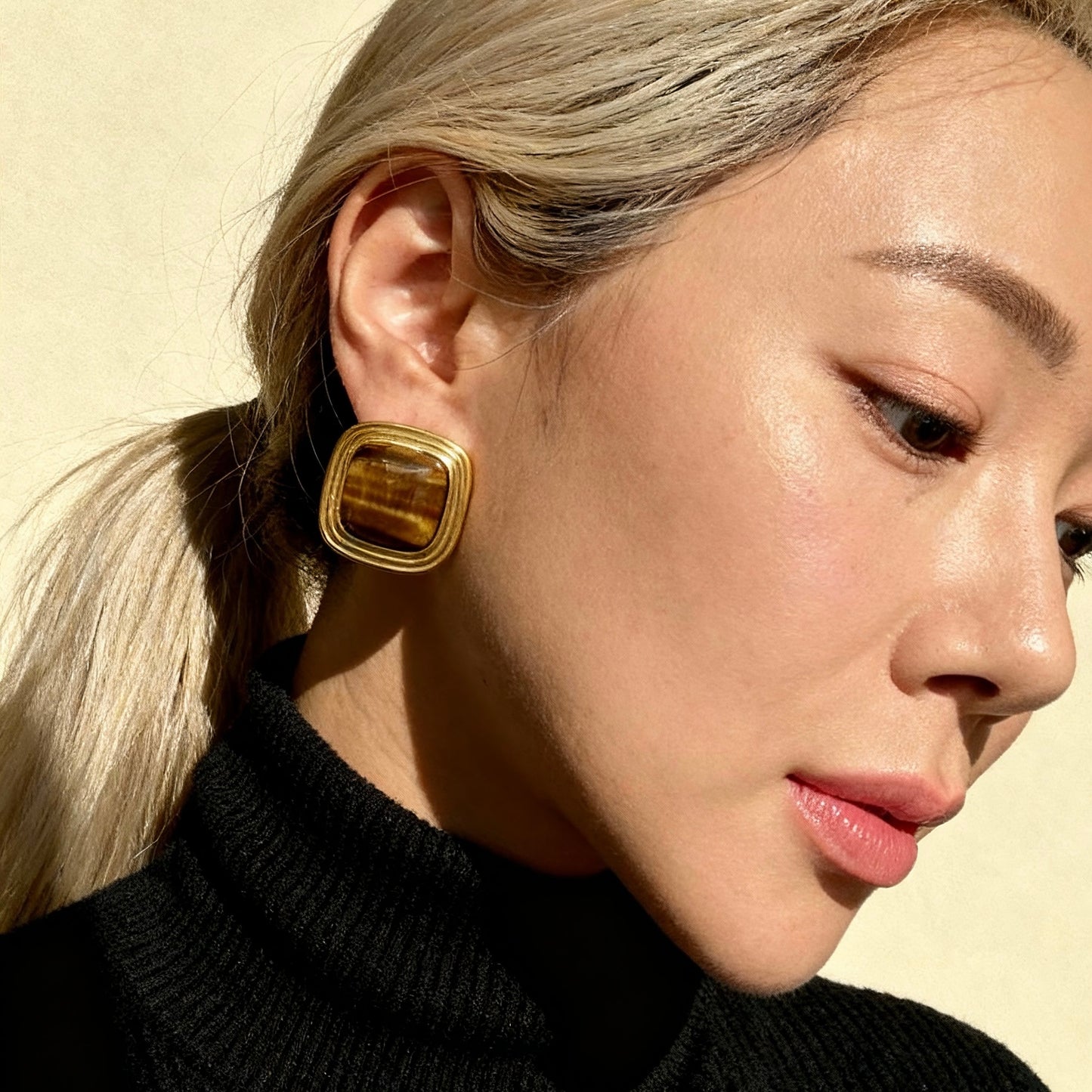 Gold Tiger Eye Studs