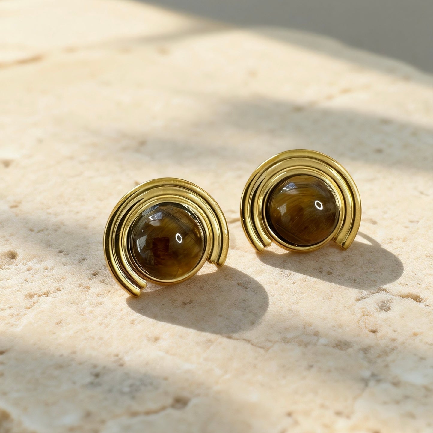 Arc Tiger Eye Earrings
