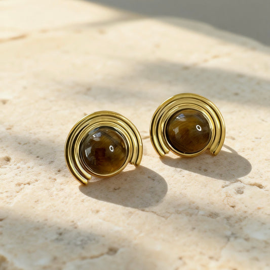 Arc Tiger Eye Earrings