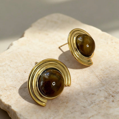 Arc Tiger Eye Earrings