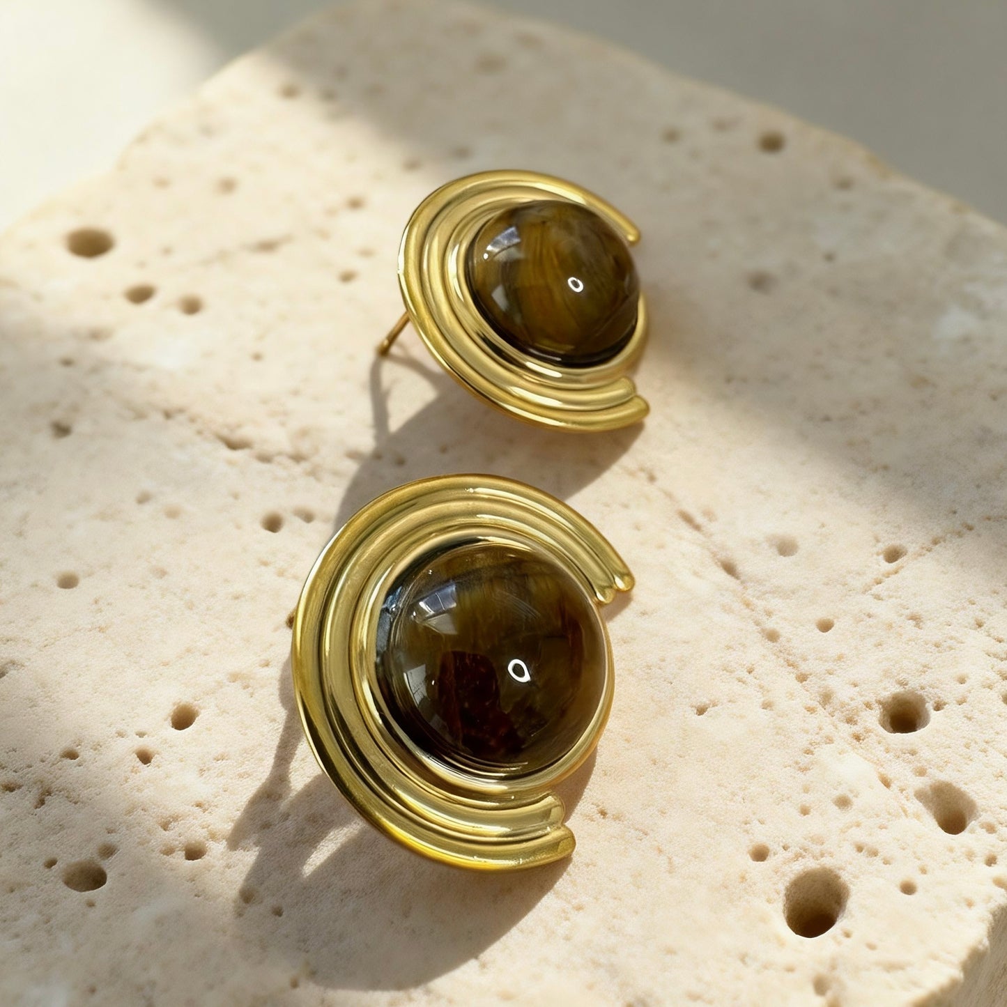 Arc Tiger Eye Earrings