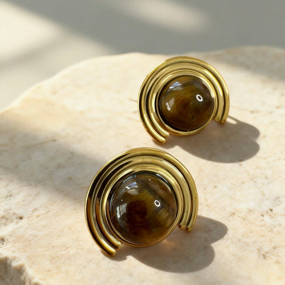 Arc Tiger Eye Earrings