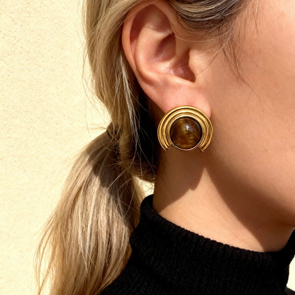 Arc Tiger Eye Earrings