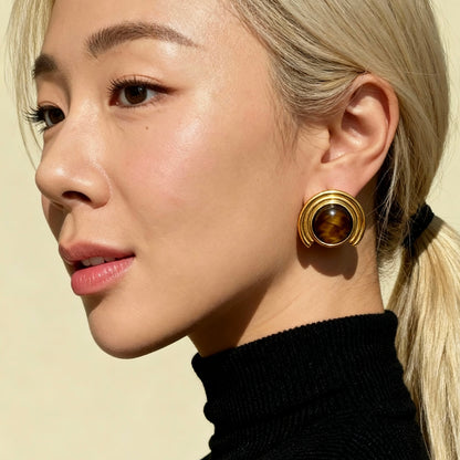 Arc Tiger Eye Earrings