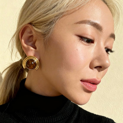 Arc Tiger Eye Earrings