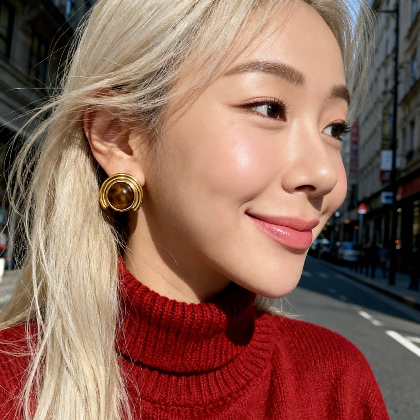 Arc Tiger Eye Earrings