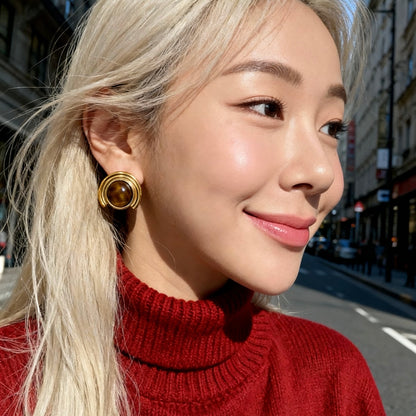 Arc Tiger Eye Earrings