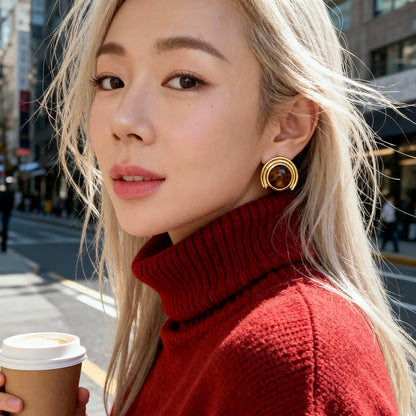 Arc Tiger Eye Earrings