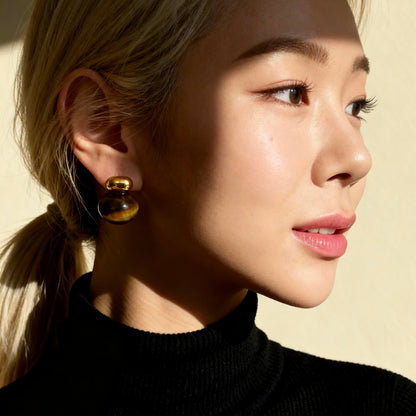 Tiger Eye Gold Studs