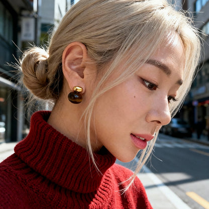 Tiger Eye Gold Studs