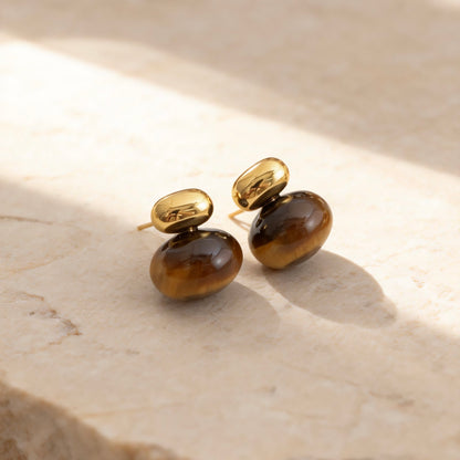 Tiger Eye Gold Studs