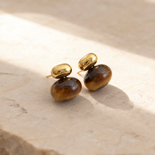 Tiger Eye Gold Studs
