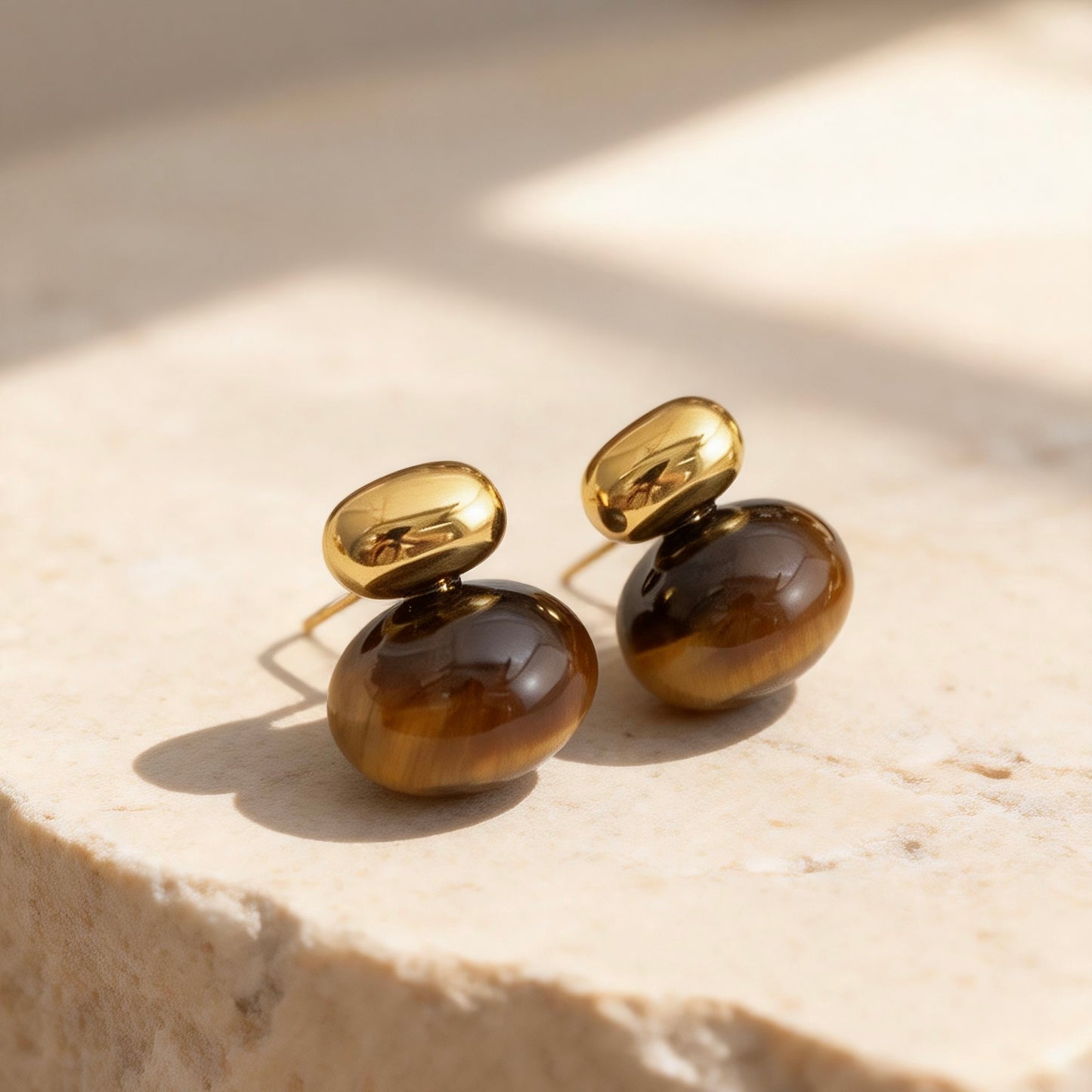 Tiger Eye Gold Studs