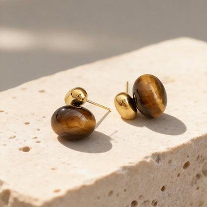 Tiger Eye Gold Studs