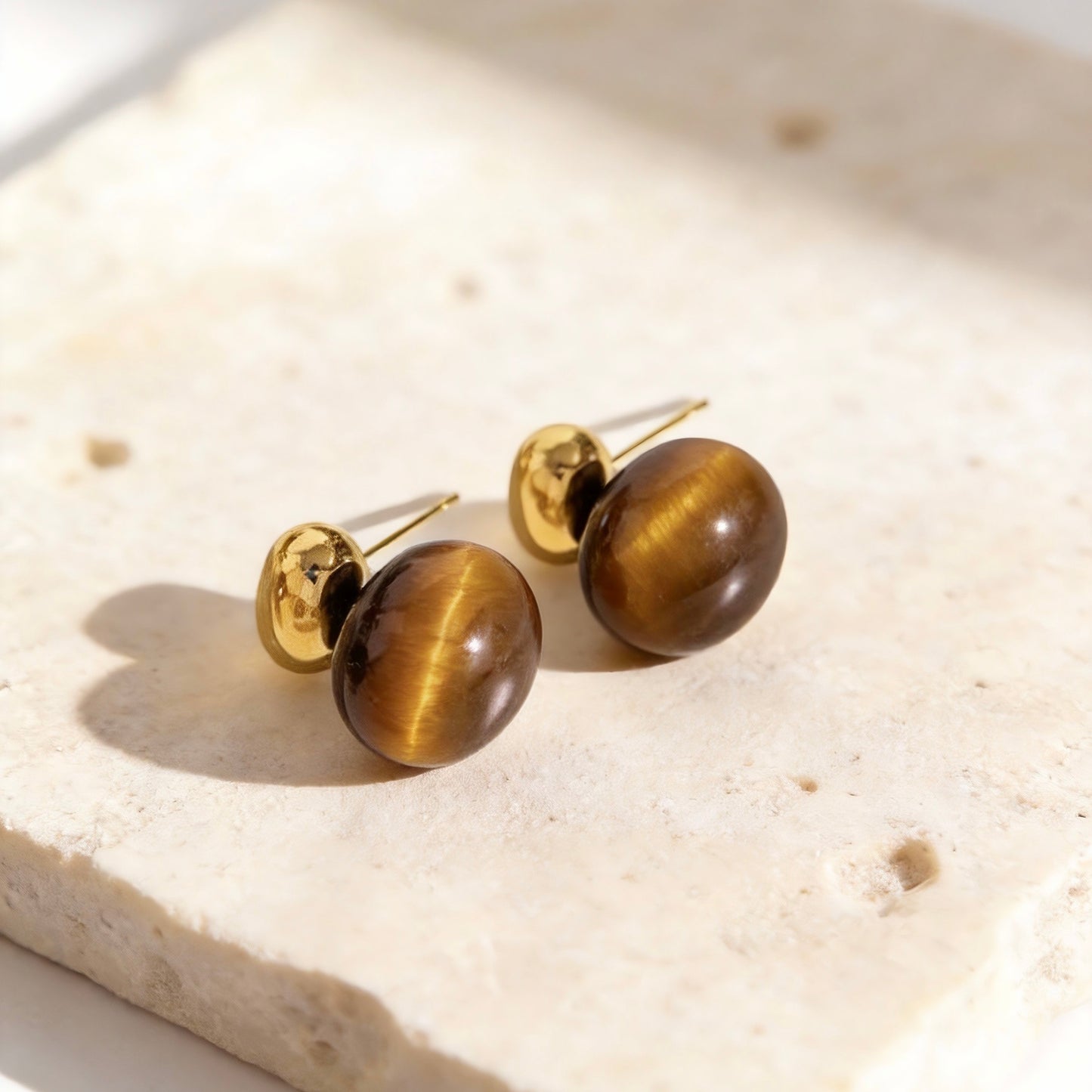 Tiger Eye Gold Studs