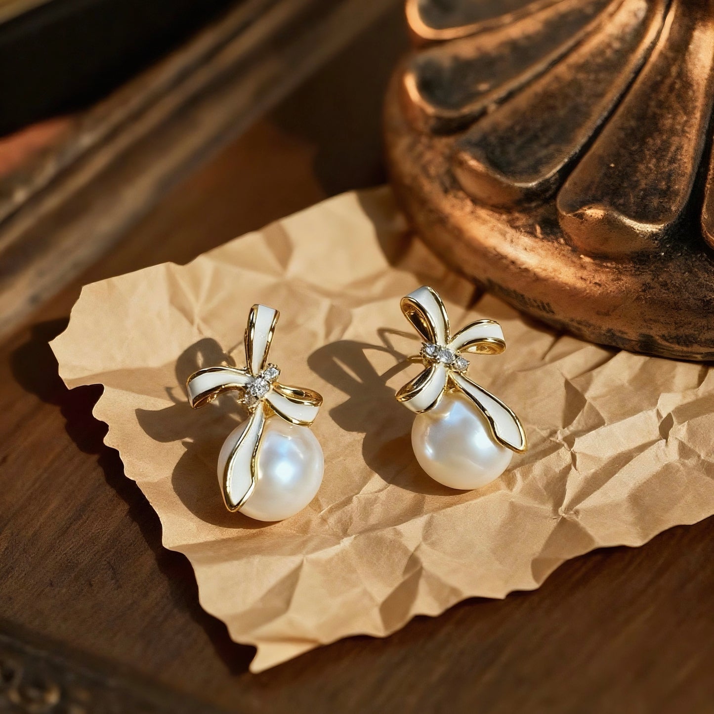 Bow Pearl Baroque Drop Earrings