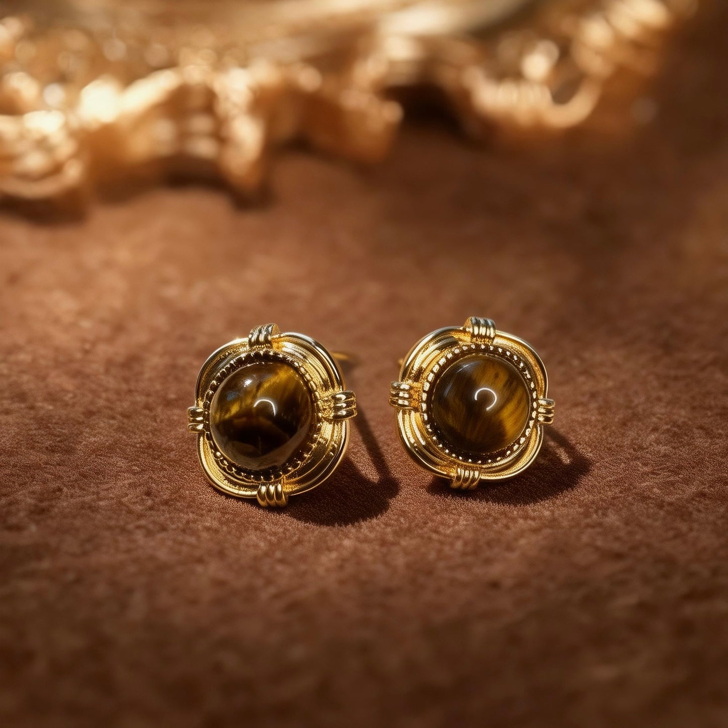 Tiger Eye Stud Earrings