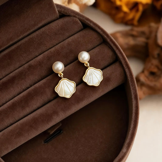 Pearl & Iridescent Shell Drop Earrings