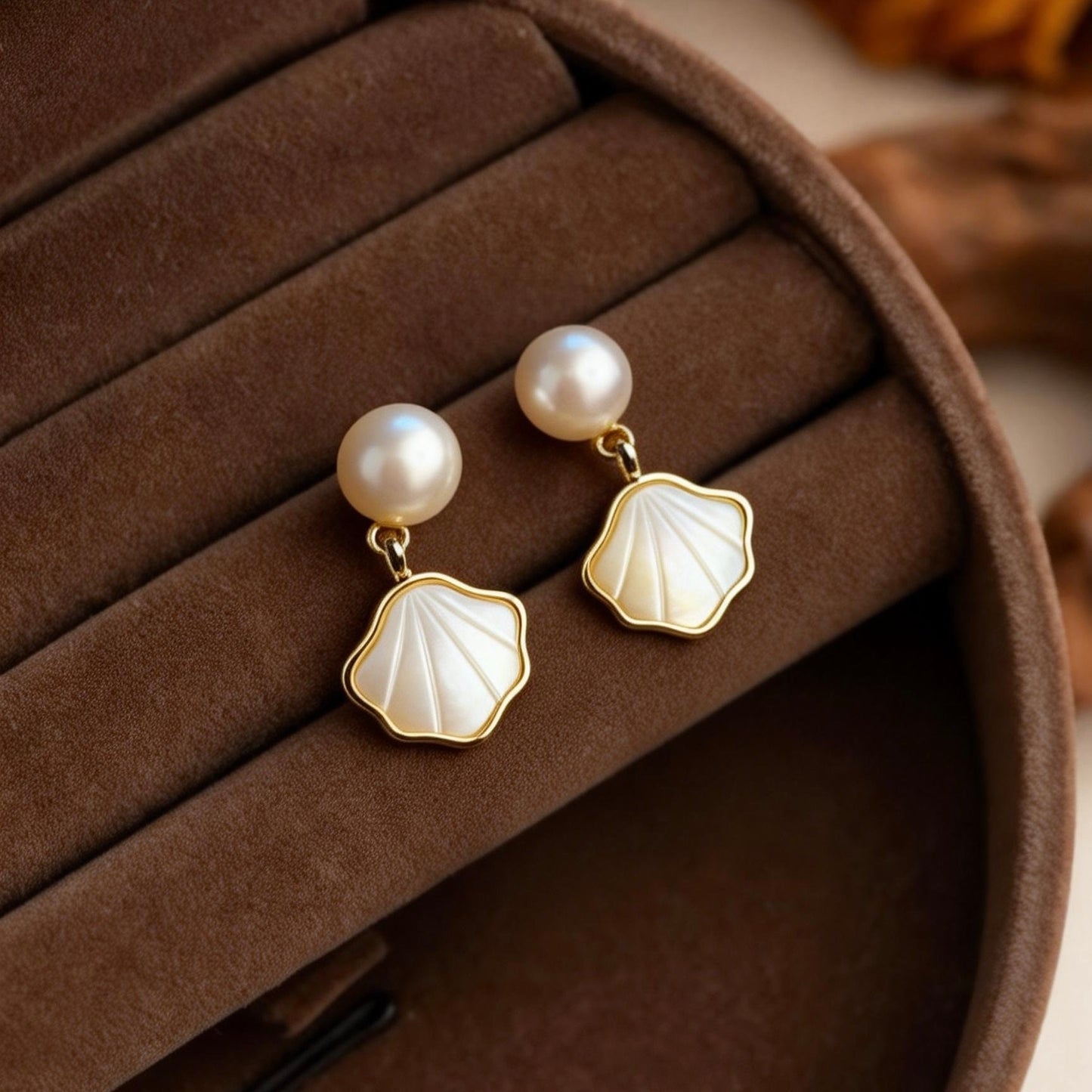 Pearl & Iridescent Shell Drop Earrings