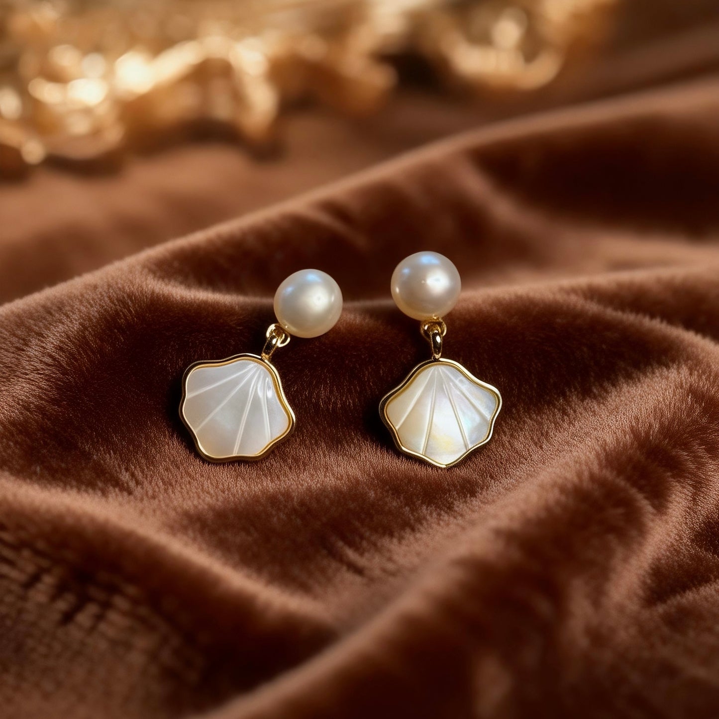 Pearl & Iridescent Shell Drop Earrings