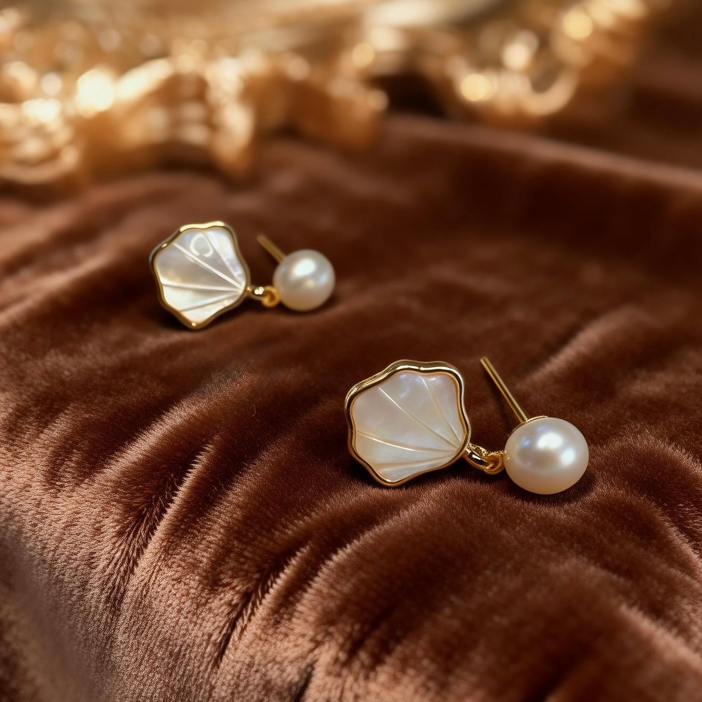 Pearl & Iridescent Shell Drop Earrings