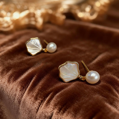 Pearl & Iridescent Shell Drop Earrings