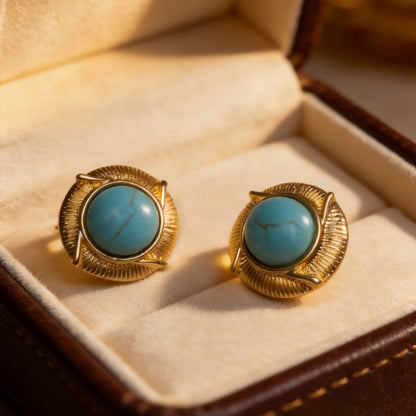 Turquoise Round Stud Earrings