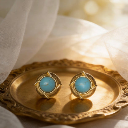 Turquoise Round Stud Earrings