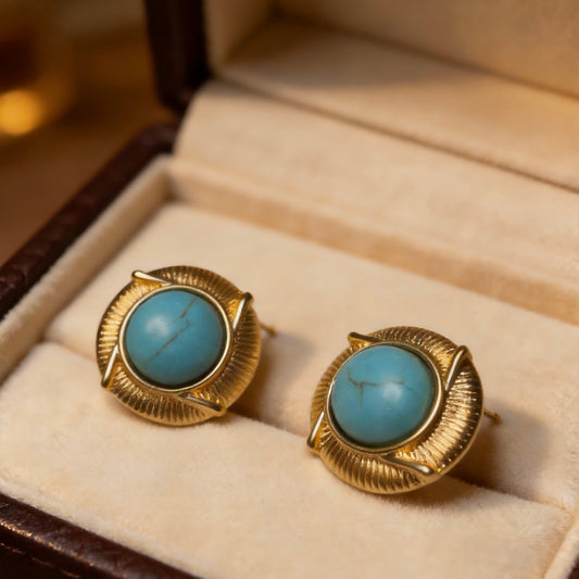 Turquoise Round Stud Earrings