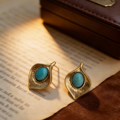 Matte Gold Turquoise Studs