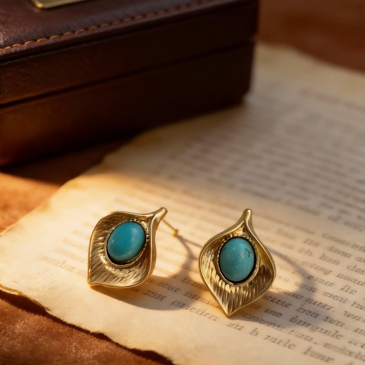 Matte Gold Turquoise Studs