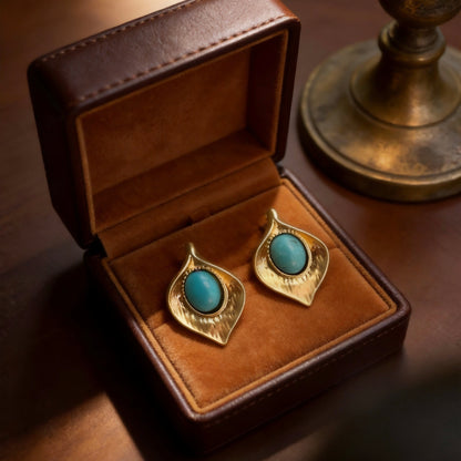 Matte Gold Turquoise Studs