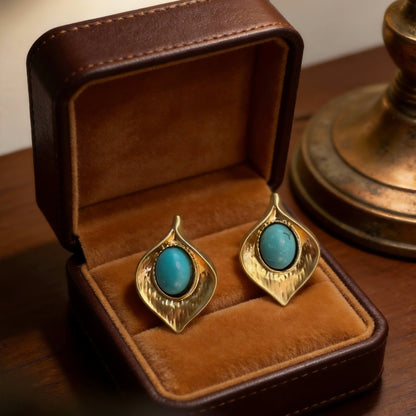 Matte Gold Turquoise Studs