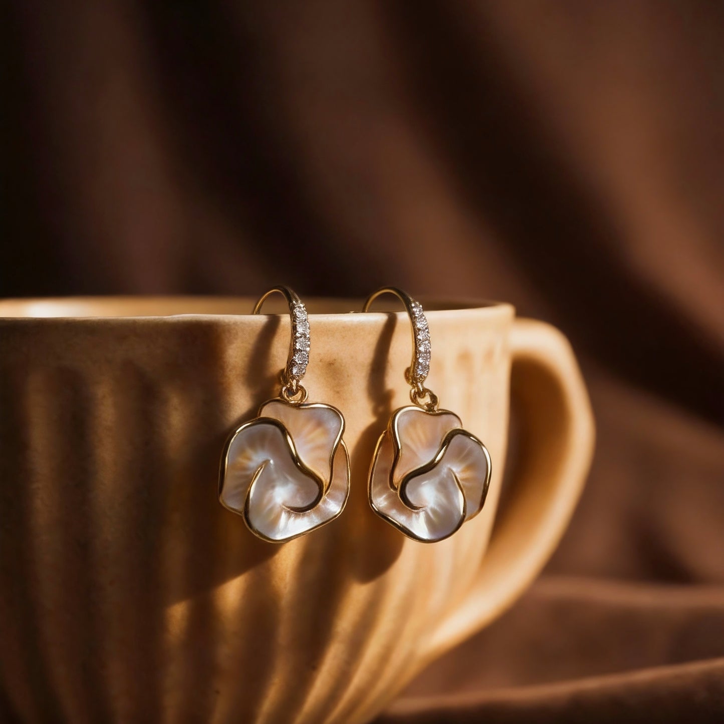 Mother-of-Pearl Petal Drop Earrings