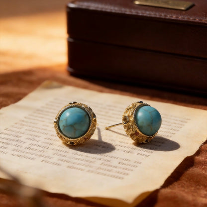 Turquoise Small Round Stud Earrings